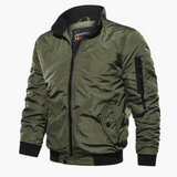 Men's Bomber Jacket with Stand-Up Collar and Front Zipper
