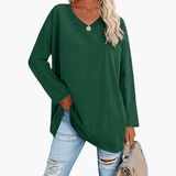 Women's Oversized V-Neck Long Sleeve Shirt – Comfortable & Casual
