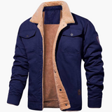 Men's Bomber Jacket with Zipper and Faux Fur Lining