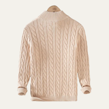 The Ashmeadow Men’s Soft 100% Cotton Cable Knit Half Zip Sweater