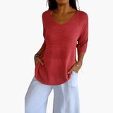 Women's V-Neck Top – Loose Summer Top for Casual Wear