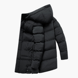 Men's Parka Jacket with Hood and Front Zipper