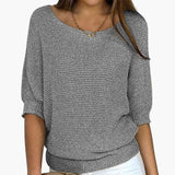 Women’s Pullover Sweater with Wide Neckline and Half Sleeves