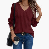 Women's Pullover with V-Neck and Long Sleeves