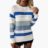 Women's pullover with round neckline and striped surface