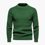 Men's sweater with round neck and textured surface