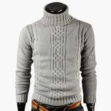 Men's Pullover with Turtleneck and Cable Knit Pattern