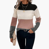 Women's pullover with round neckline and colorblock design