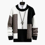 Men's Sweater with Round Neck and Cable Pattern