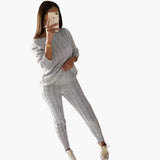 Women's Knitting Set with Long Sleeves and Elastic Waistband