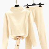 Women's Fleece Set with Long Sleeves and Elastic Waistband