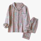 Women's Fleece Pajama Set with Bear Motif and Elastic Waistband