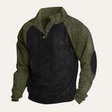 The Provence Men's Trendy Stand Up Collar Colorblock Corduroy Sweater