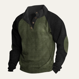 The Provence Men's Trendy Stand Up Collar Colorblock Corduroy Sweater