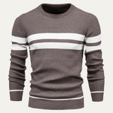 The Glamorgan Men's Casual Knitted White Stripes Sweater