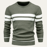 The Glamorgan Men's Casual Knitted White Stripes Sweater