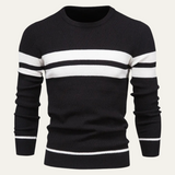 The Glamorgan Men's Casual Knitted White Stripes Sweater