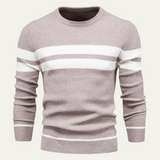 The Glamorgan Men's Casual Knitted White Stripes Sweater