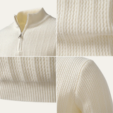 The Hadley Men’s Half Zip Knitted Sweater – Stand Collar Ribbed Pullover
