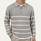 The Woodstock Men's Half Zip Striped Knit Sweater
