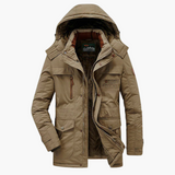 Men's Parka Jacket with Adjustable Hood and Fleece Lining