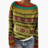 Women's Sweater with Round Neck and Tree Pattern
