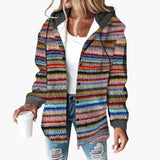 Women’s Hooded Cardigan with Striped Knit