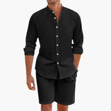 Men's Summer Two-Piece Linen Blend with Shirt and Shorts
