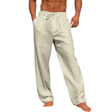 Men's Casual Pants with Drawstring Waist and Side Pockets