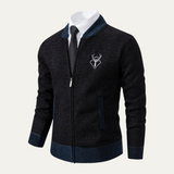 The Clapham Men's Embroidered Smart Knit Zip Sweater