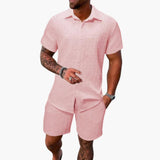 Men's Two-Piece Set Made of Cotton Blend with Jacquard Structure