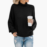 Women's sweater with high neckline and ribbed hem