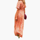 Floral Wrap Maxi Dress - for Women with V-Neck