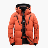 Men's Quilted Jacket with Hood and Zipper Pockets