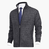 Men's Zip Cardigans with Stand-Up Collar and Ribbed Cuffs
