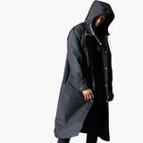 Men's Raincoat with Hood and Full Button Closure