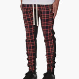 Men's Cotton Pants with Checkered Pattern and Drawstring for Summer
