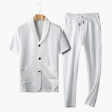 Men's Summer Loungewear Set with Button Placket and Jogging Pants