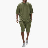 Men's Summer Two-Piece Set with Drawstring Shorts and Oversized Shirt