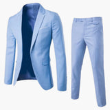 Men's Summer Suit Two-Piece with Lapel and Flat Front Trousers