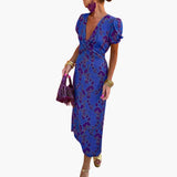Women's Floral Wrap Dress – Summer Dress with V-Neck