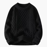 Women's Sweater with Round Neck and Cable Knit Surface