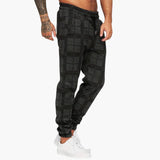 Men's pants with elastic waistband and checkered surface
