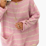 Women's Sweater with Boat Neck and Front Pocket