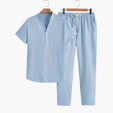 Men's Tracksuit with V-Neck and Drawstring Pants