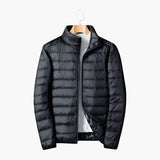 Men's Padded Jacket with Zipper and Stand-Up Collar