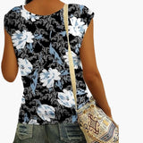 Women's V-Neck Shirt with Cap Sleeves for Summer