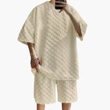 Men's Summer Two-Piece with Jacquard Shirt and Shorts
