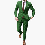 Men's Two-Piece Suit with Notch Lapel and Slim Fit Pants