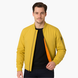 Men's Bomber Jacket with Zipper and Ribbed Cuffs